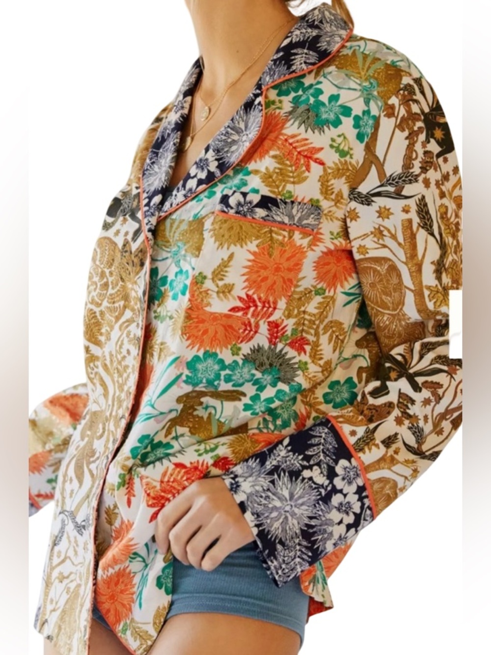 Anthropologie x Carolina K Pajama Set Size L Boho Botanical Luxe Lounge Set - Picture 12 of 13